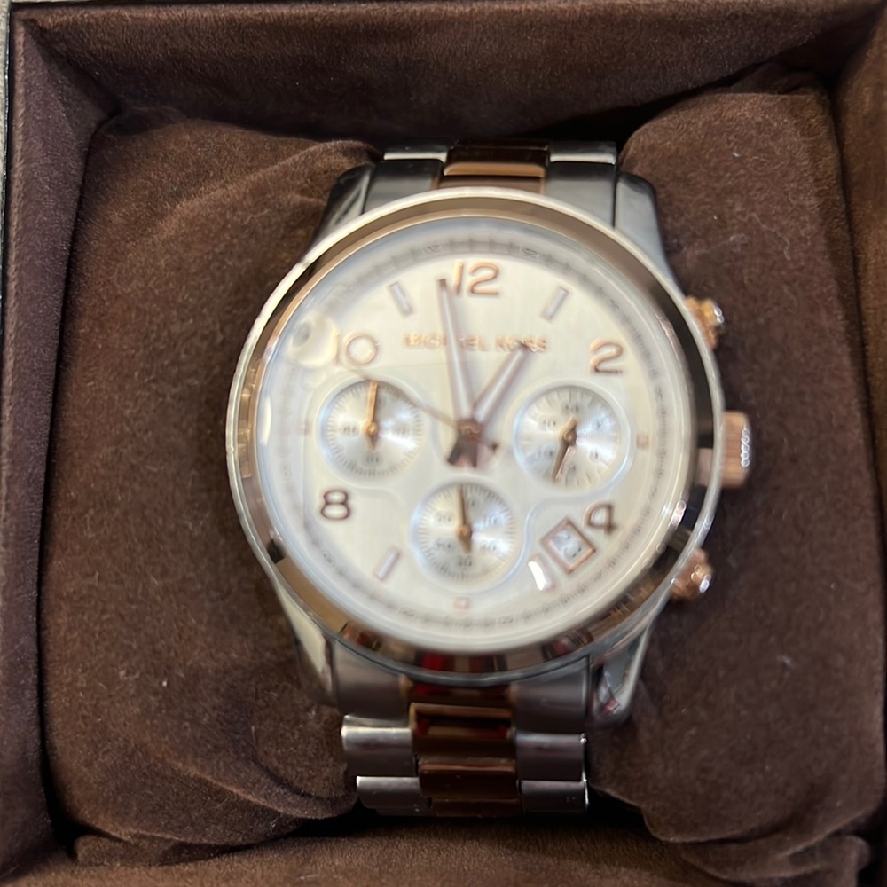 Michael Kors rose gold, silver watch with extra links